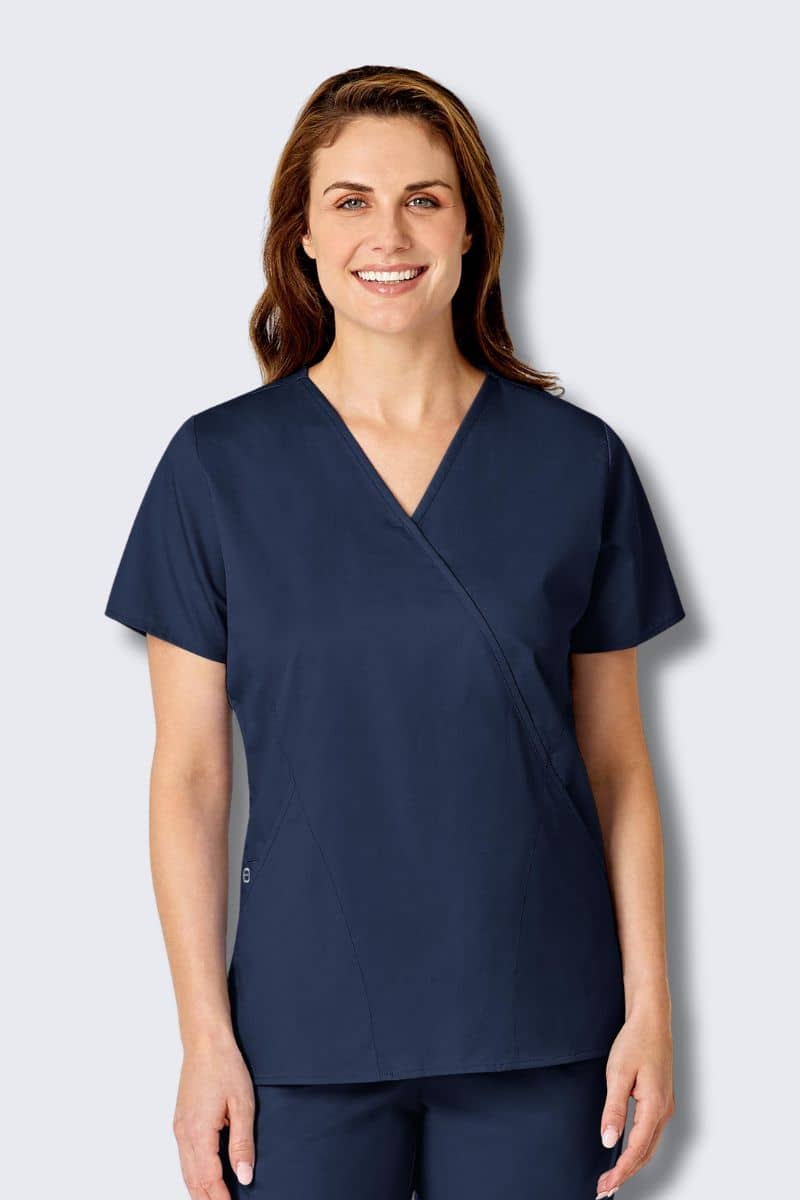 102 WonderWORK Women's Mock Wrap Nurses Scrub Top,Infectious Clothing Company