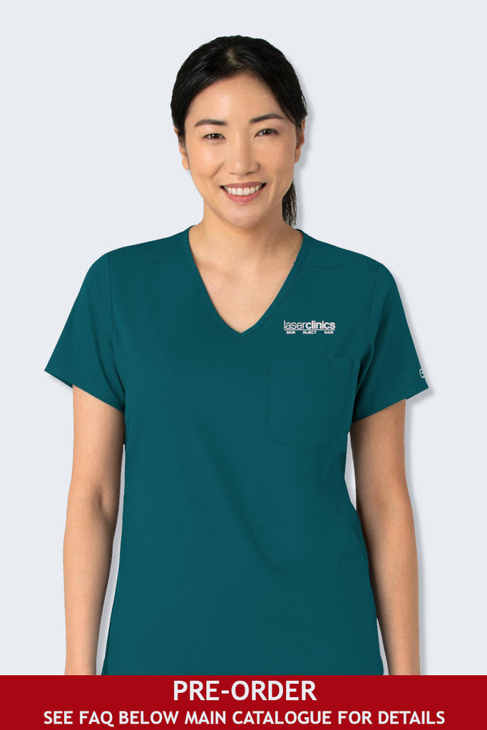 6151 LaserClinics WonderWink Boundless Women's Tuck-In Scrub Top Caribbean,Infectious Clothing Company