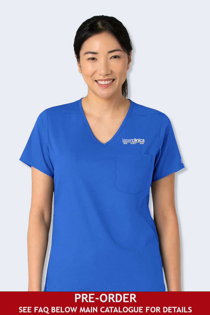 6151 LaserClinics WonderWink Boundless Women's Tuck-In Scrub Top Royal,Infectious Clothing Company