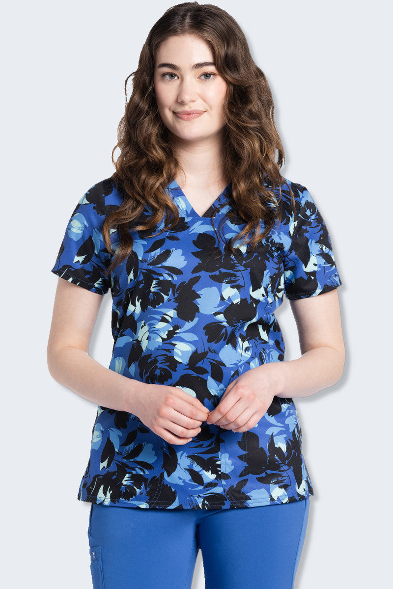 CK671 Garden Silhouette Women's Print Scrub Top