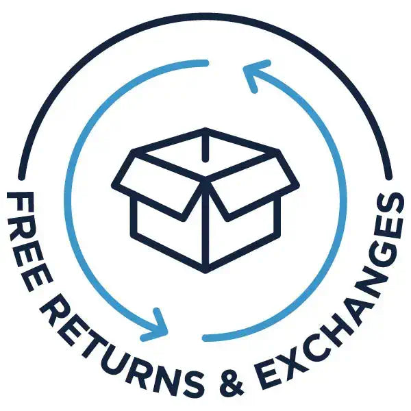 Infectious Clothing Co. Free Returns & Exchanges icon, highlighting a key USP for buying scrubs with confidence, offering free returns and exchanges, setting us apart from competitors in Australia.