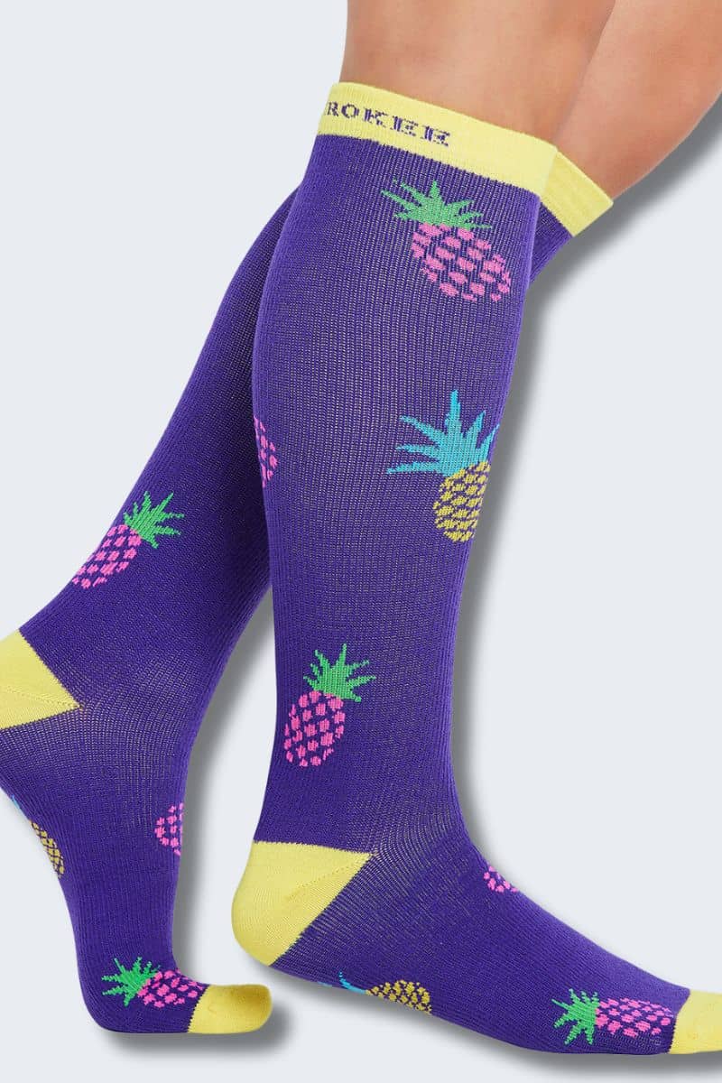 Cherokee Women's 10-15mmHg Pineapple Toss Support Socks,Infectious Clothing Company