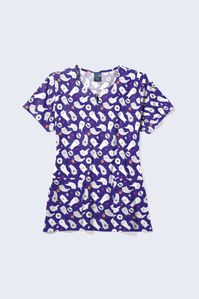 Z16213 Purr-anormal Cativity Women's Print Scrub Top,Infectious Clothing Company