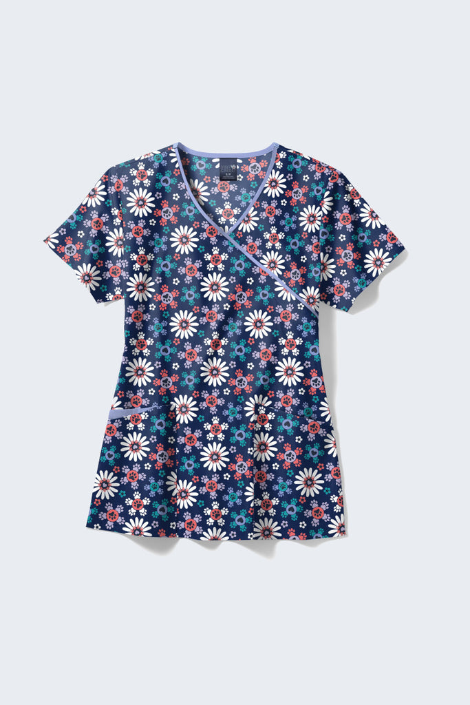 Bring a touch of nature with the 'Flower Pawer' scrub top, featuring adorable floral and paw print designs. A perfect blend of charm and comfort for work.