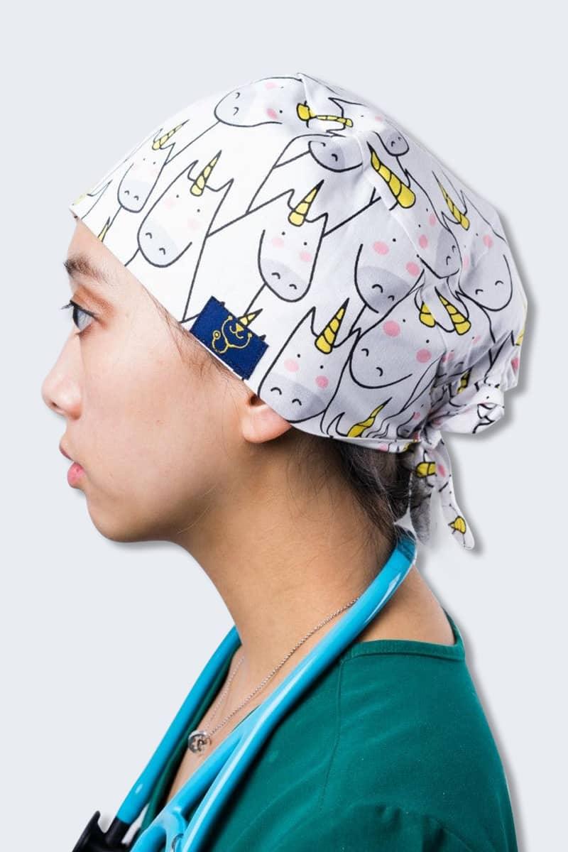 SC-03 Dr. Woof Unicorns Printed Scrub Hat with back-tie,Infectious Clothing Company