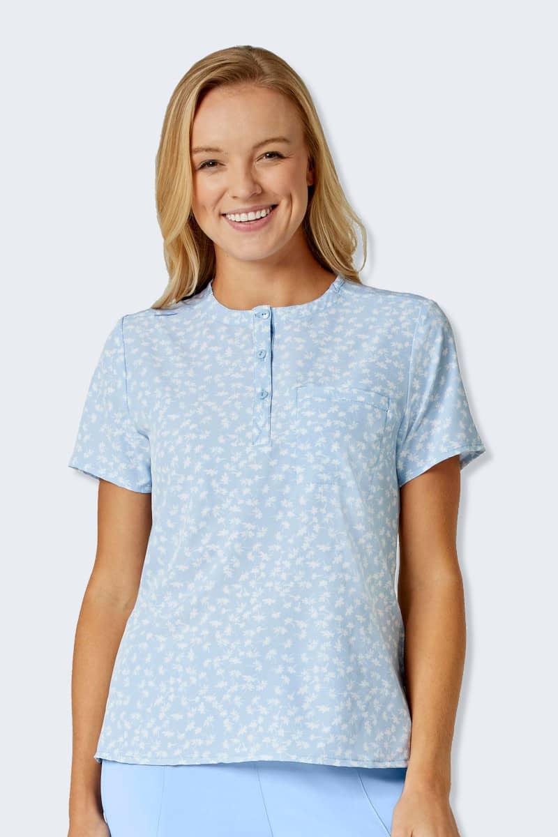 6067 Micro Daisy Women's Print Scrub Top,Infectious Clothing Company