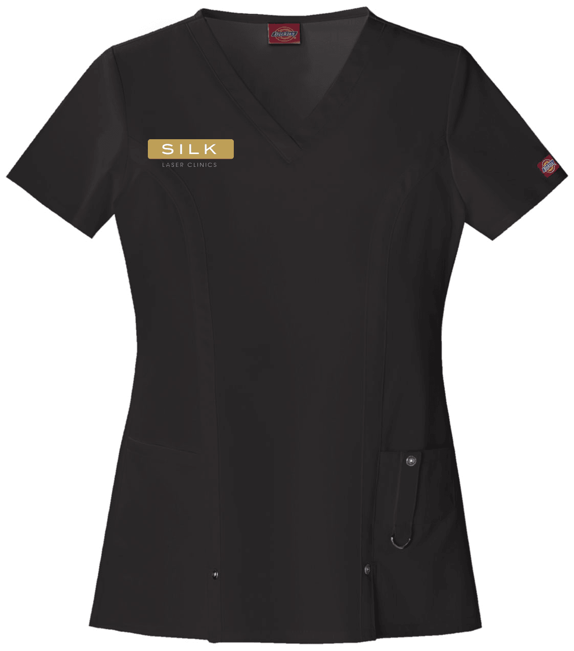 82851 Silk Laser Dickies Xtreme Stretch Womens V-Neck Scrubs Top,Infectious Clothing Company