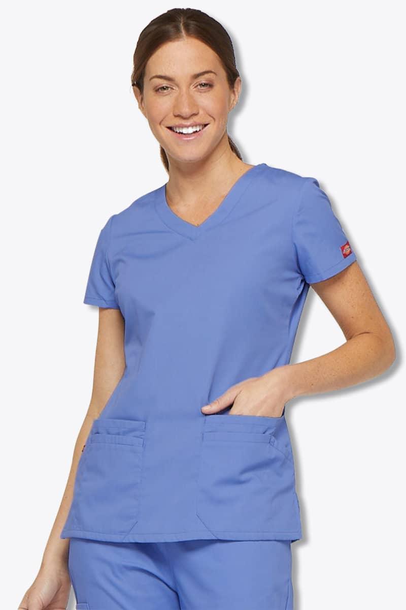 85906 Dickies EDS Women's Jr Fit V-Neck Scrubs Top,Infectious Clothing Company