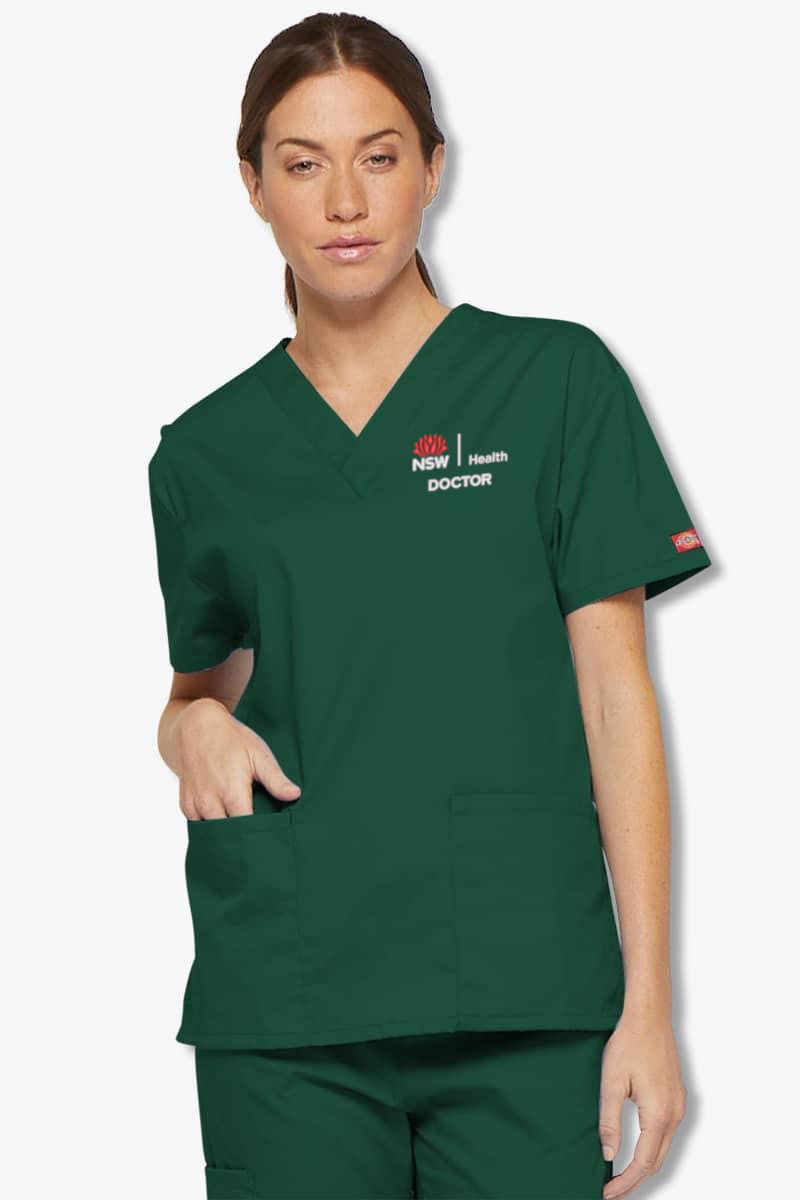 86706 NSW Health Doctor Dickies EDS Signature Classic Womens V-Neck Scrub Top,Infectious Clothing Company