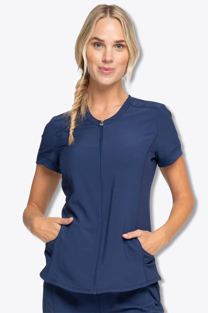 CK810A Cherokee Infinity Women's Zip Front V-Neck Top,Infectious Clothing Company