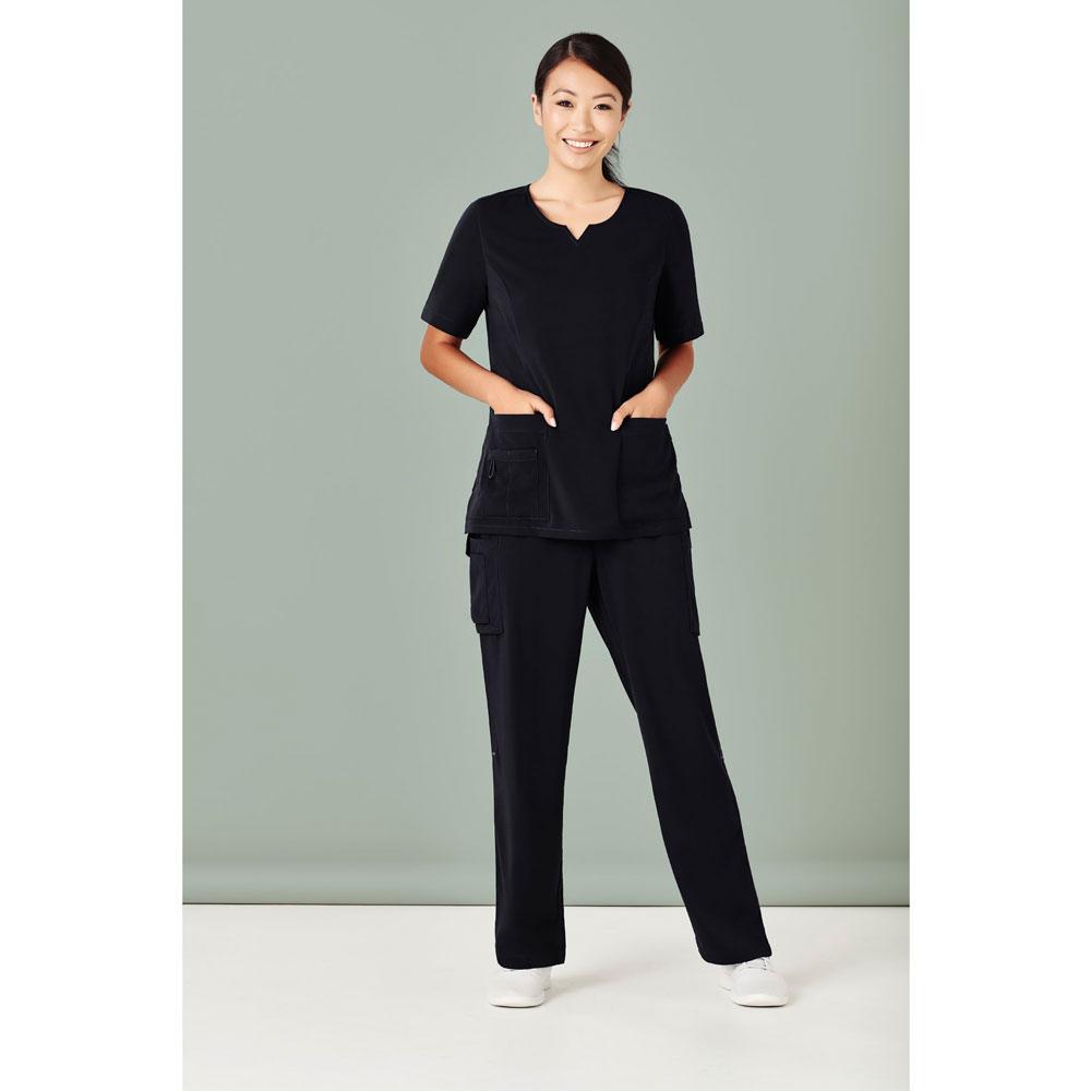 CST942LS Biz Care Womens Tailored Fit Round Neck Scrub Top,Infectious Clothing Company