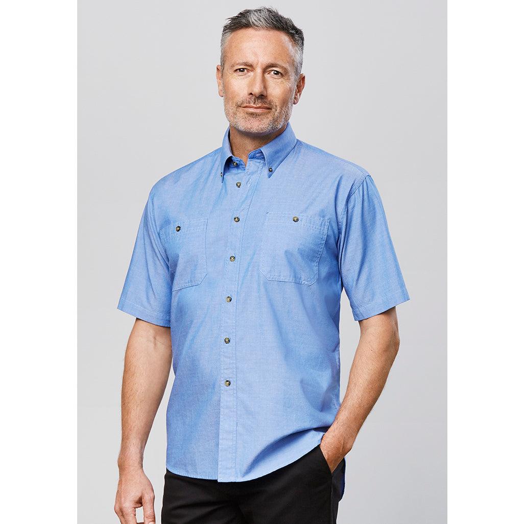 SH113 Biz Collection Mens Chambray Short Sleeve Shirt,Infectious Clothing Company