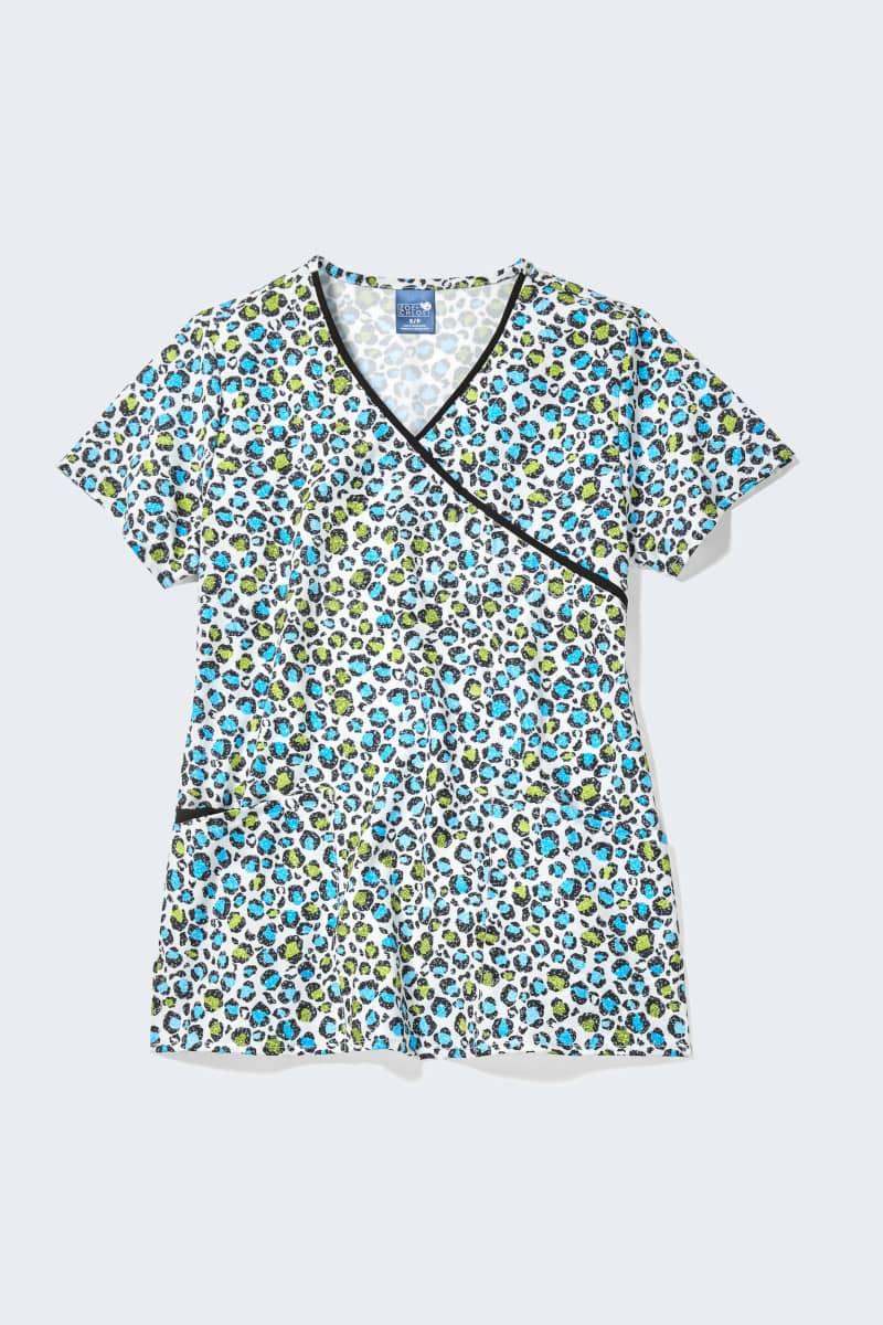 Z17213 Cheetah Bling Women's Print Scrub Top,Infectious Clothing Company