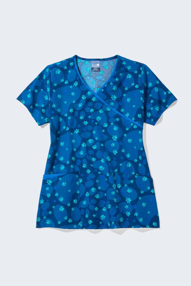 Z17213 Furmiliar Fun Women's Print Scrub Top,Infectious Clothing Company