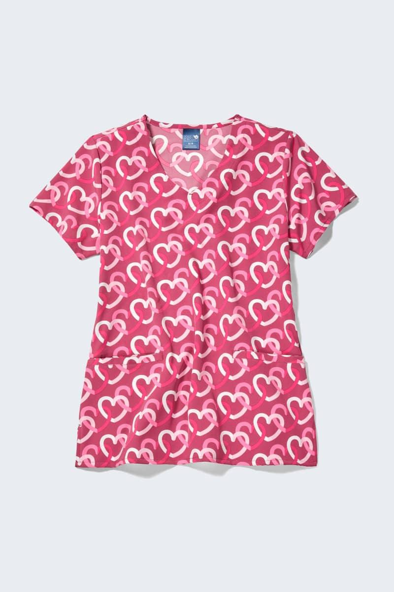 Z18213 Heart Links Women's Print Scrub Top,Infectious Clothing Company