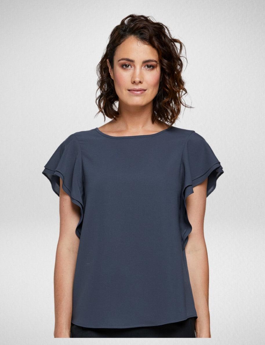 6100F70 Corporate Reflections Amity Double Flutter Sleeve Top,Infectious Clothing Company